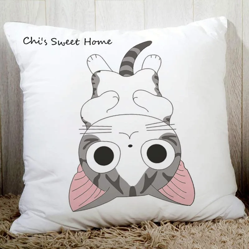 Lovely Chi\'s sweet home cute cat printed cushion cover sofa bedding decorative pillow cover cozy polyester pillowcase 45x45cm