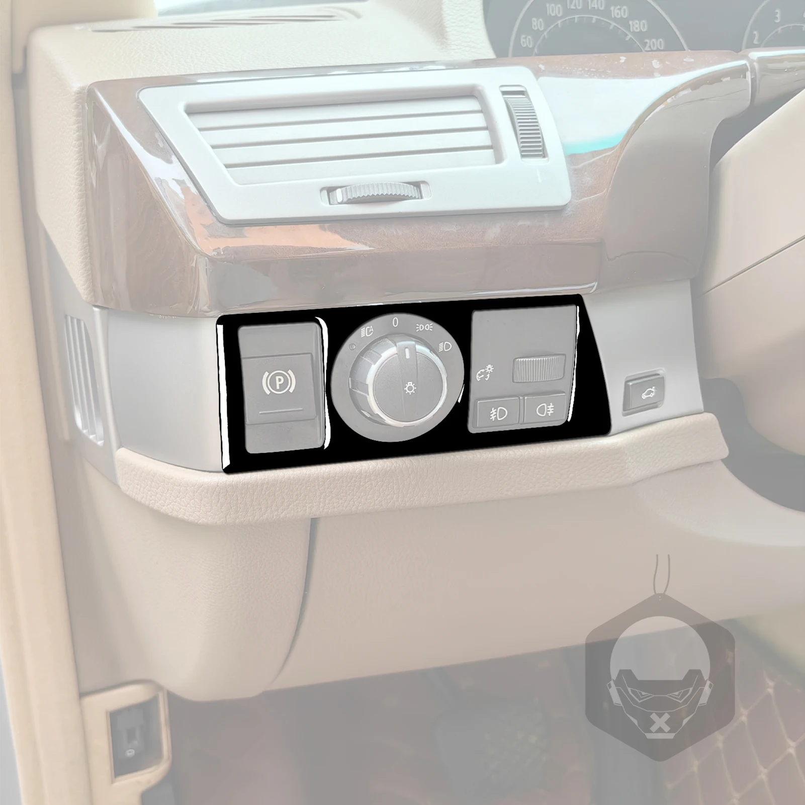 For BMW 7 Series E65 E66 2002-2008 Car Accessories Piano Black Headlight Switch Panel Cover Interior Sticker Modification view 2