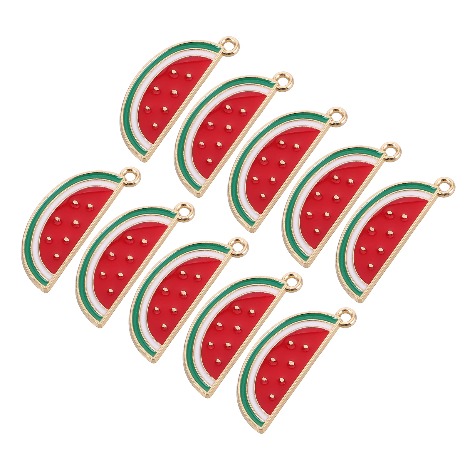 10 Pcs 수박 펜던트 과일 댕글 참 장식 목걸이 귀걸이에 대한 아연 합금 에나멜