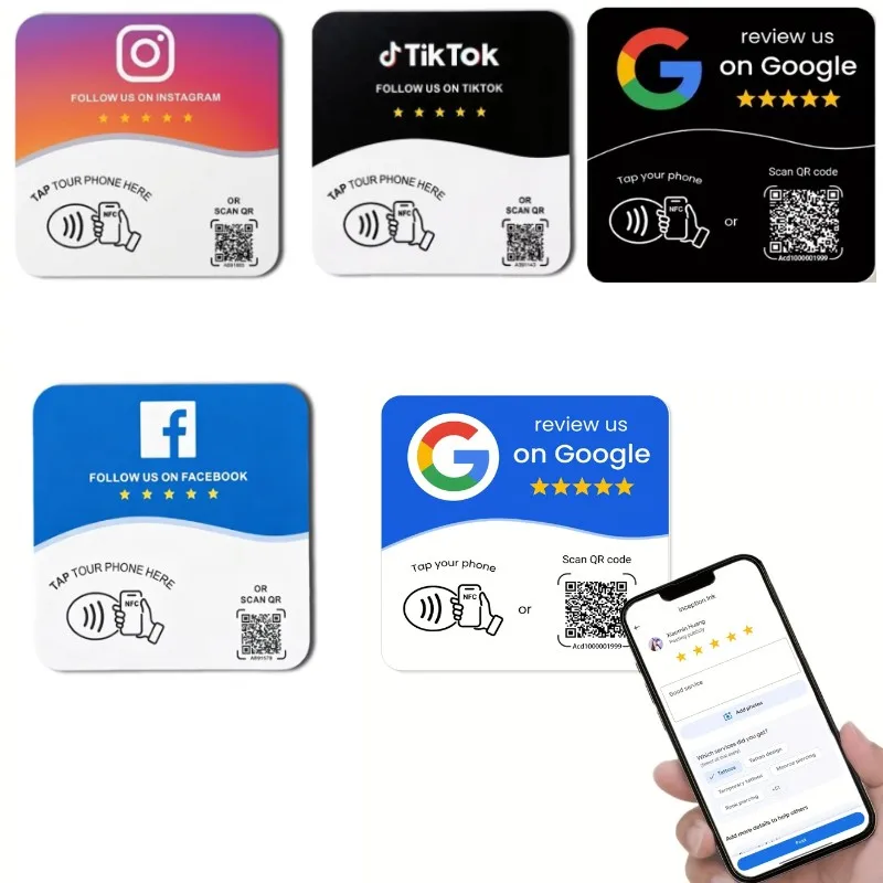 1Pcs NFC 215 Programmable For Google ins Facebook NFC Station Table 13.56Mhz QR Code Can independently Set link Adhesive Card