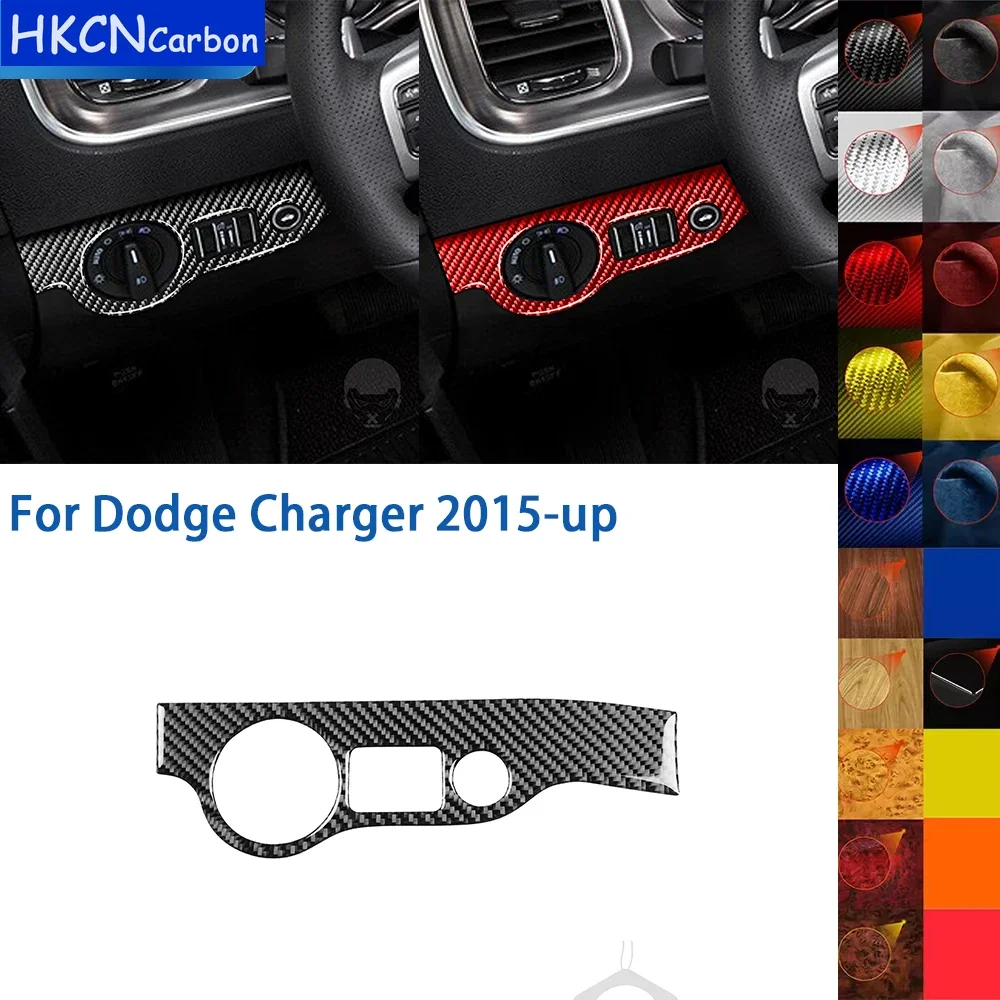 For Dodge Charger 2015-up Real Soft Carbon Fiber Headlight Switch Cover Trim Brand New Durable Unique Stylish Auto Accessories