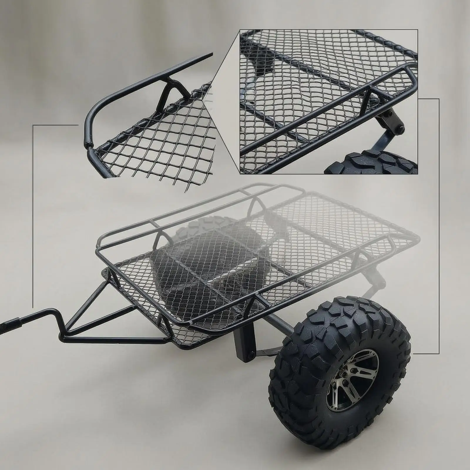 Metal Crawler Trailer Flatbed RC Hauler off-Road for Trail Runs