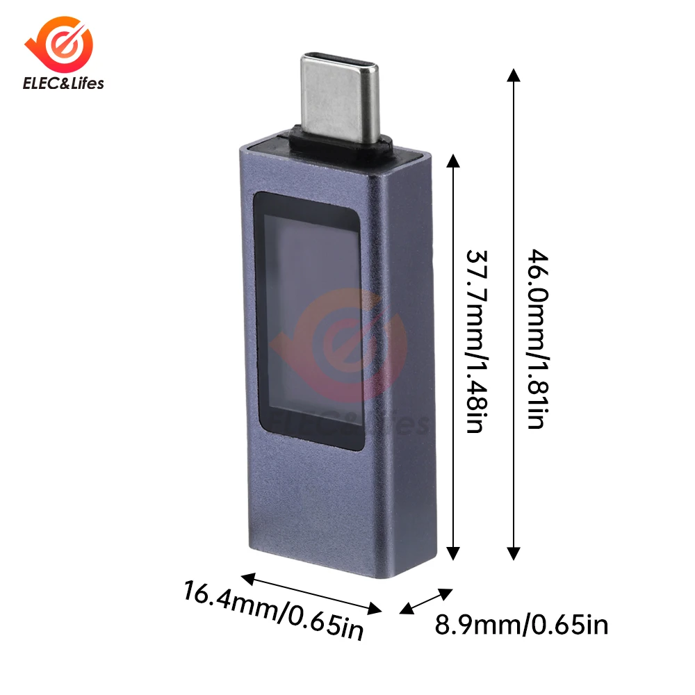 USB Tester DC Type-C PD Digital Voltmeter Amper Voltage Current Monitor Ammeter Detector Power Bank Charger Capacity Meter 12A