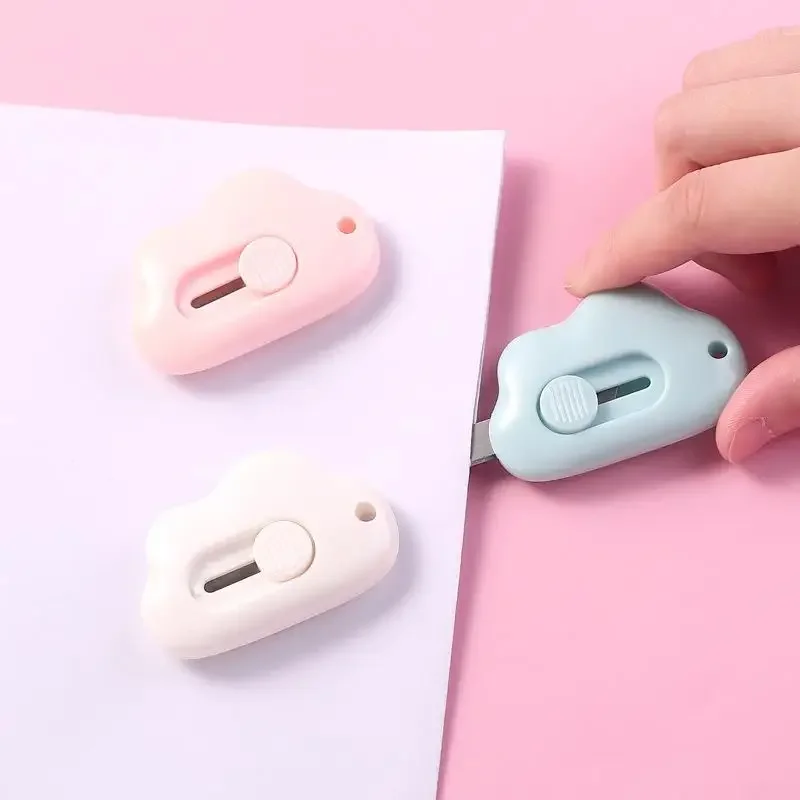 Kawaii Candy Color Clouds Mini Portable Ulity Knife Box Cutter Opener Pocket Stretch Paper Cutters School Office Supplies Gift