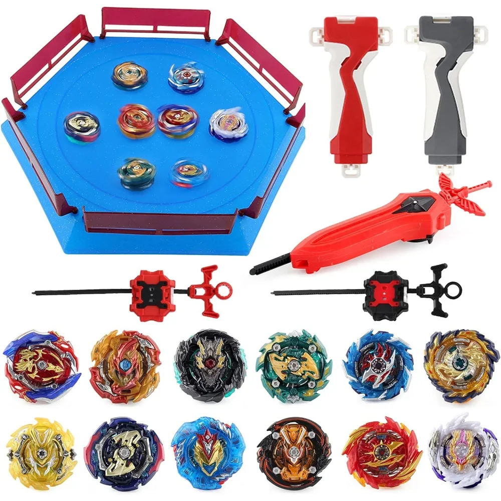 Bey Battling Top Burst Gyro Toy Set, 12 Spinning Tops  3 Launchers with Black Storage Box Birthday Gifts for Children Boys Girls