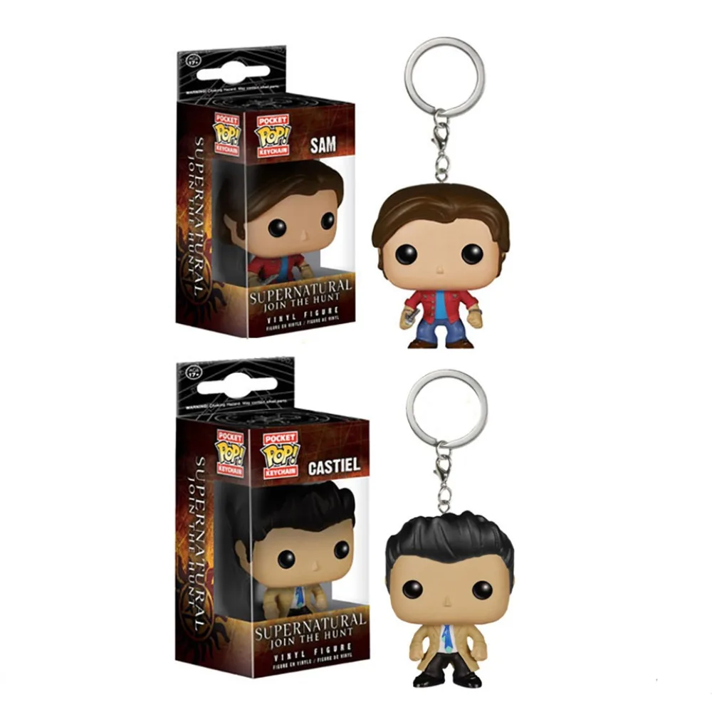 FUNKO POP Keychain Classic Supernatural Popular Character Castiel Sam Doll Keychain Child's Christmas Gift Doll Backpack Pendant