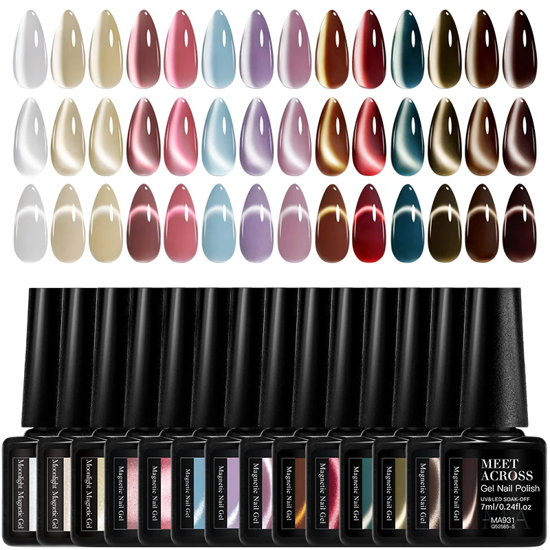 14pcs Moonnight Magnetic Gel Nail Art Set Cat Eye Gel Polish Semi-permanent Varnish UV/LED Gel Professional Salon Manicure Set