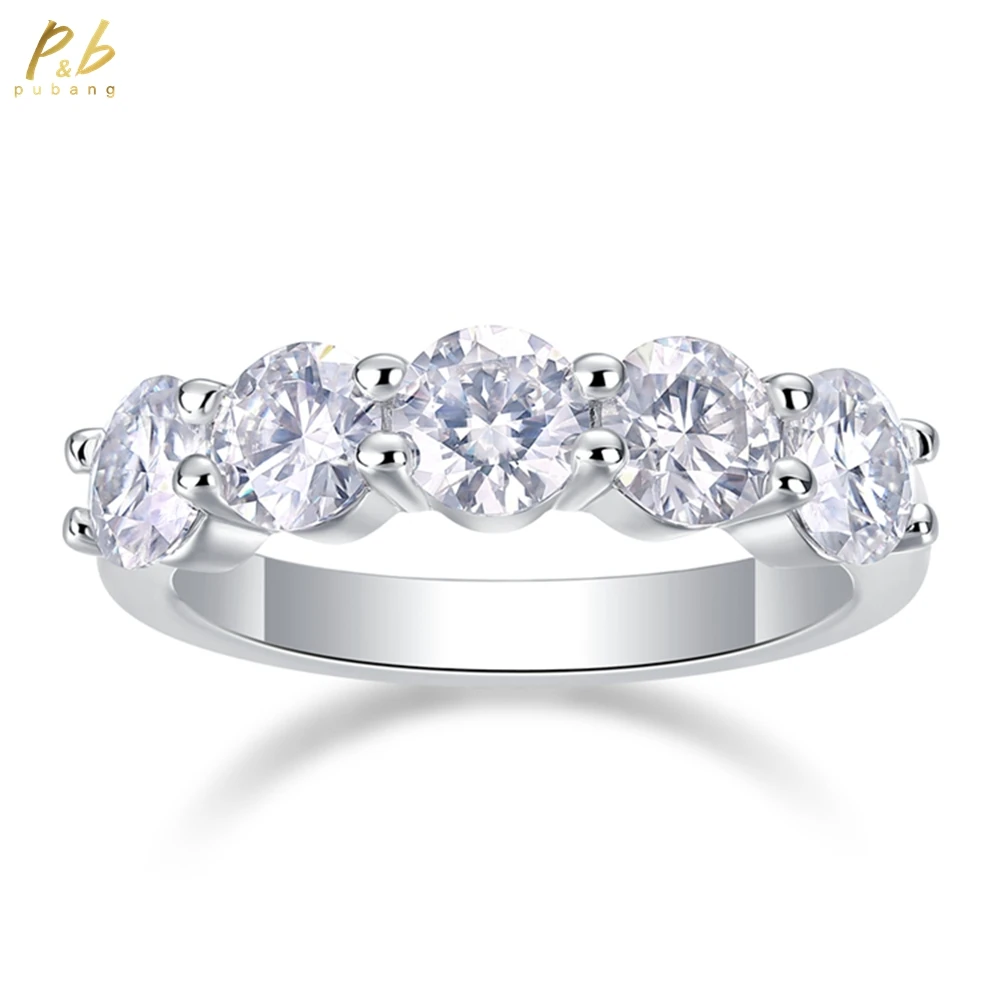 

PuBang Fine Jewelry Solid 925 Sterling Silver 3EX VVS1 D Color 5 MM Real Moissanite Diamond Gems Engagement Rings Wedding Band