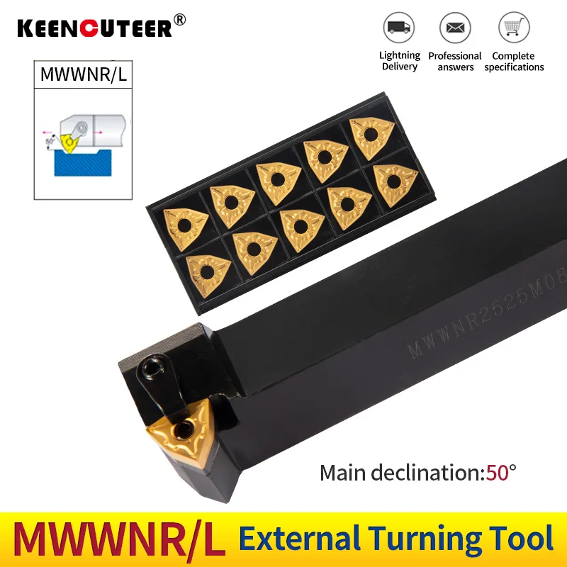 MWWNR2020K08 MWWNR2525M08 MWWNL2525M08 External Turning Tool Holder WNMG08 Carbide Inserts MWWNR/LLathe Bar CNC Cutting Tools