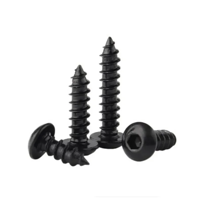 10-100pc M2 M2.3 M2.6 M3 M3.5 M4 M5 M6 Black Hex Socket Button Head Self Tapping Screws 8.8 Steel Round Head Allen Tapping Screw