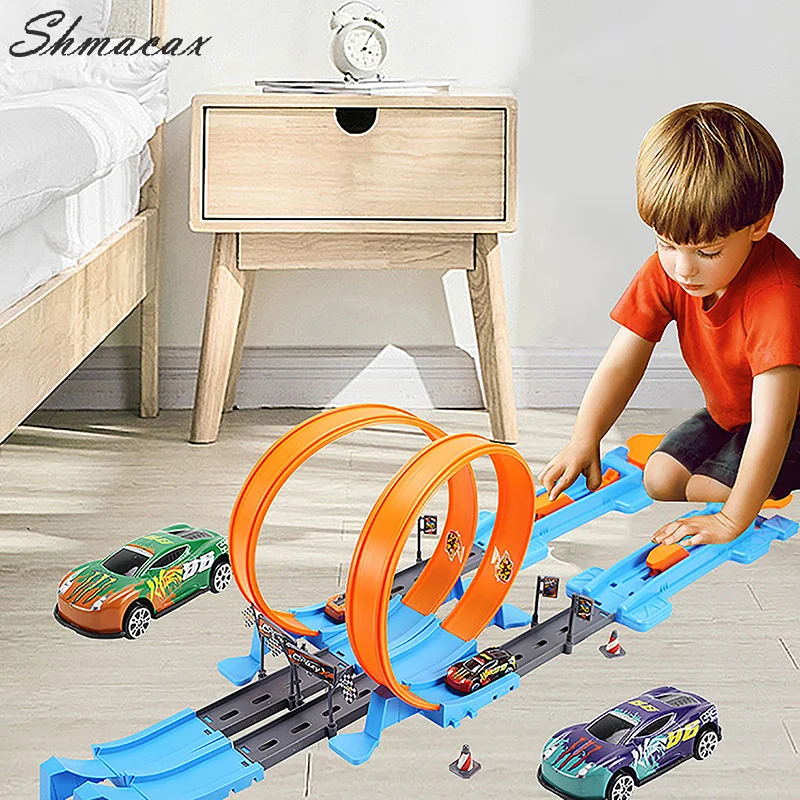 Giocattoli da corsa fai da te Track Stunt Speed doppie ruote per auto regalo per kit di binari per bambini modello assemblato bambini presenti