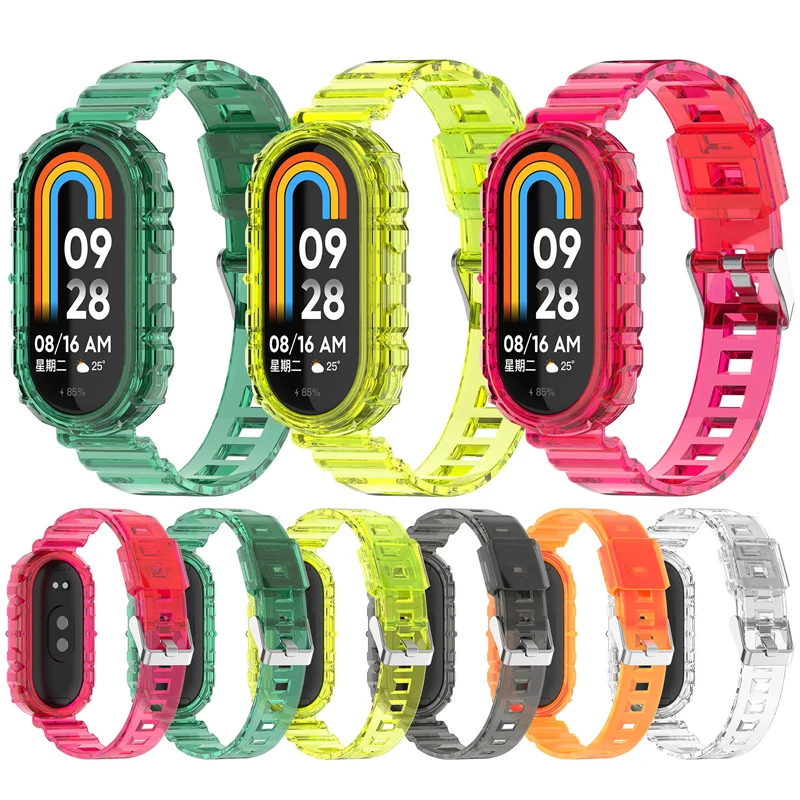 Cinturino 2 in 1 per Xiaomi Mi Band 8 Cinturino in silicone resistente e morbido per protezione Xiaomi Mi Band 9 con guscio del telaio