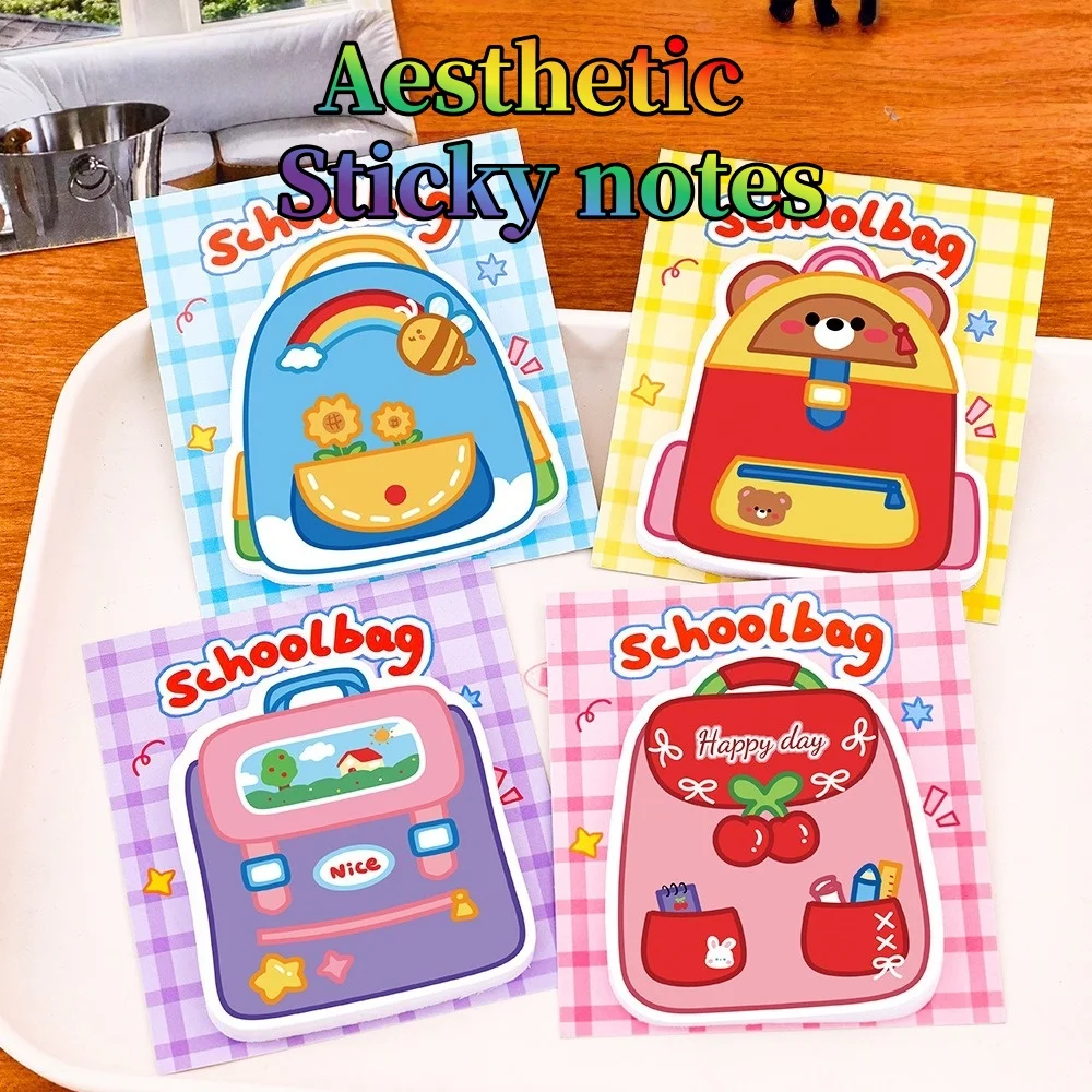 

Cute Cartoon Sticky Notes Aesthetic School bag Staped Reusable Memo Pads for Students School Supplies Classroom Reward Gifts