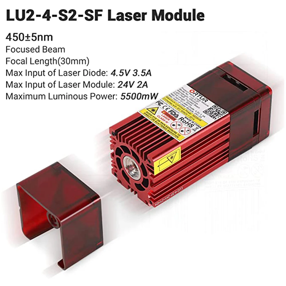 ORTUR Large Power Real 2W(LU2-2) 5W 10W LU2-10A Air Assist Laser Module Thought 15mm Wood By One Pass Professional Cutting Tools