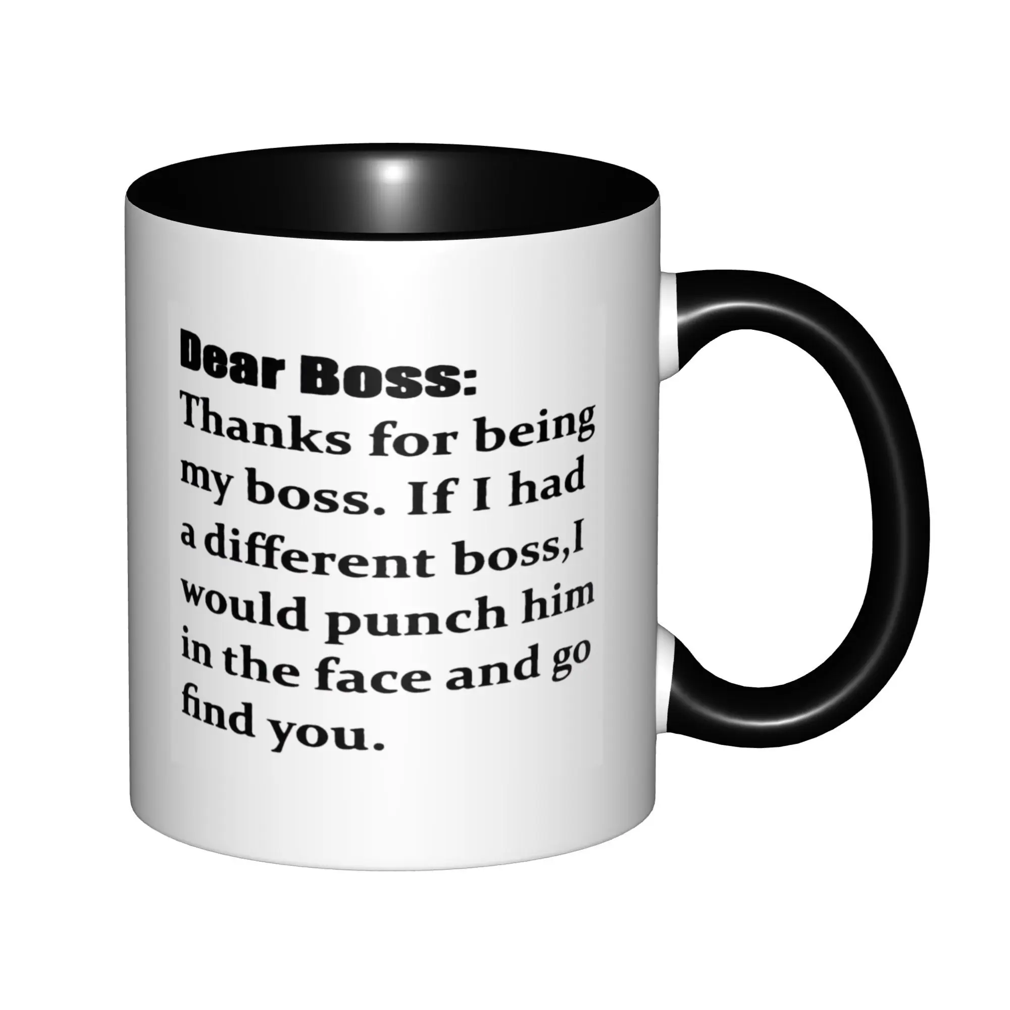 Dear Boss, Thanks for Being My Boss Mugs With Black Handle Birthday Coffee Mugs Ceramic Tea Cups 11oz