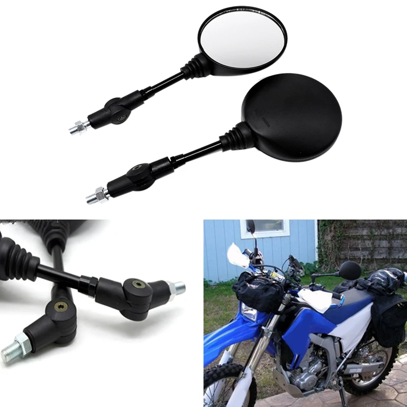 1Pair Motorcycle Rearview Mirror Universal Mirror Reversing Mirror Black Plastic