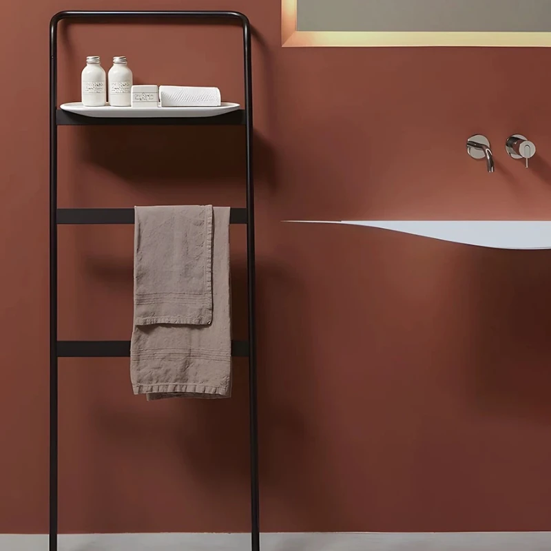 Non-punching vertical white stainless steel towel rack