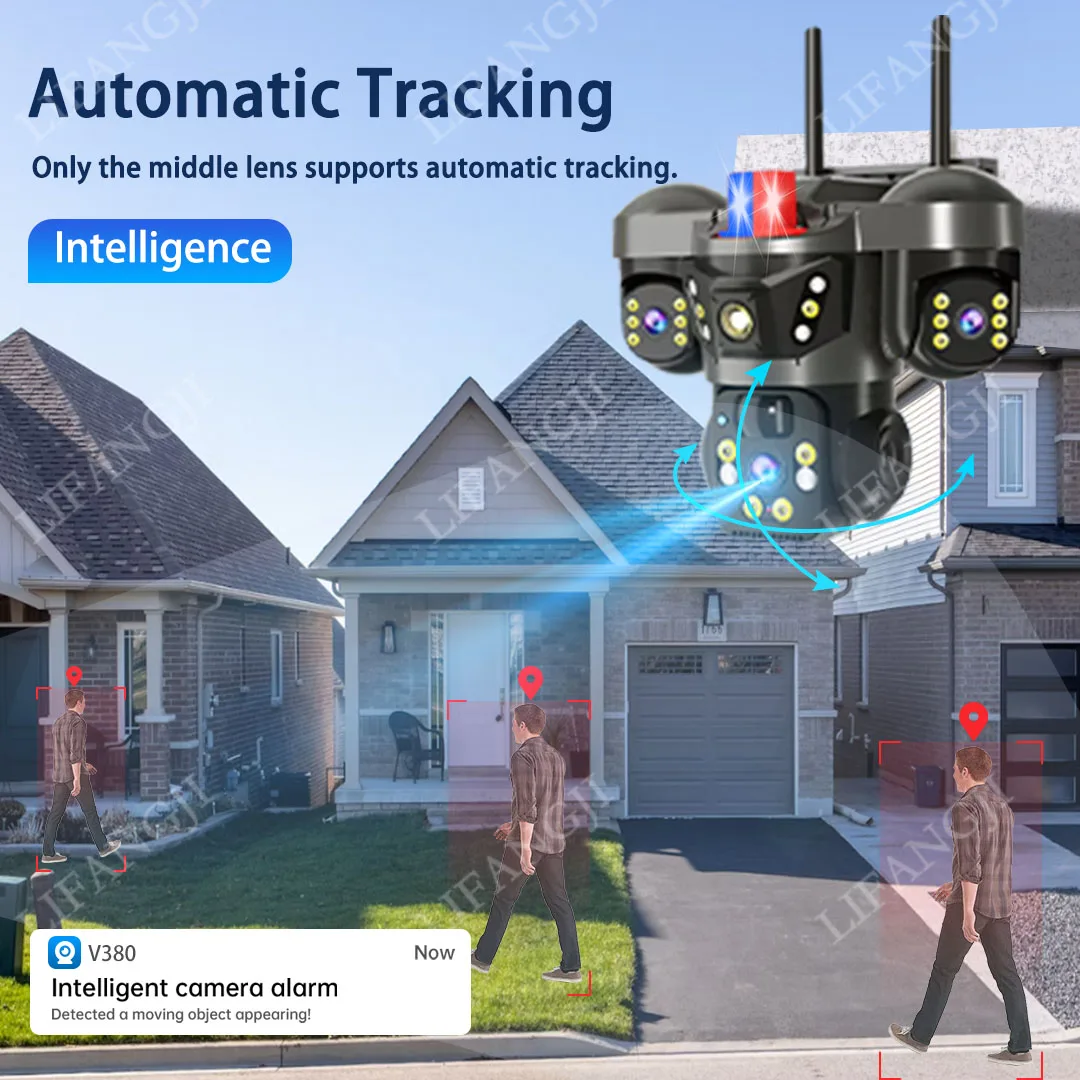 15MP ثلاثة عدسة ثلاثة شاشات 4G كاميرا تعمل بالطاقة الشمسية في الهواء الطلق واي فاي 10X التكبير الرقمي مقاوم للماء تتبع السيارات كاميرات CCTV الأمن V380