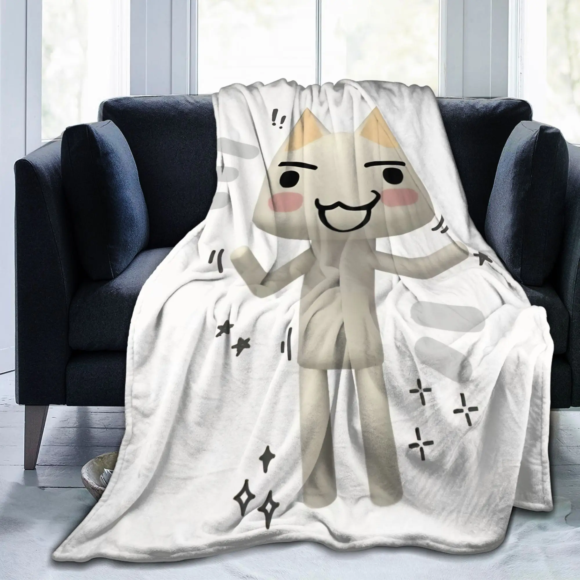 Toro Inoue Cat Flannel Throw Blanket Kawaii Neko Blankets for Bed Bedroom Super Soft Plush Thin Quilt,