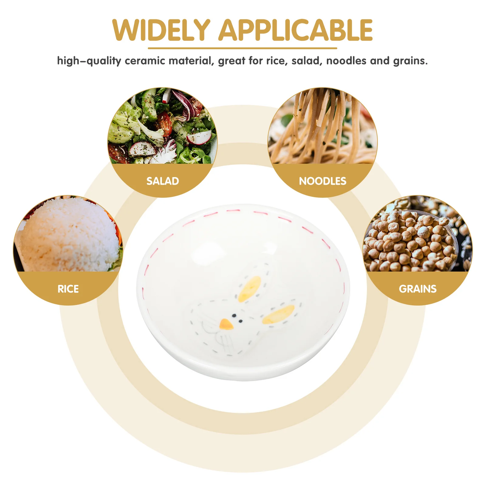

1Pcs Rabbit Ceramic Small Seasoning Bowl Versatile Salad Bowl Kitchen Supply for Home Restaurant Dining Tableware