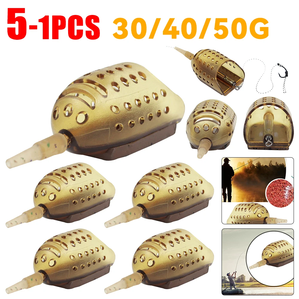 1-5pcs Carp Fishing Bait Feeder Method Thrower Carp 30/40/50g Bait Thrower Fishing Tackle Feeder Fishing Supplies Practical Tool