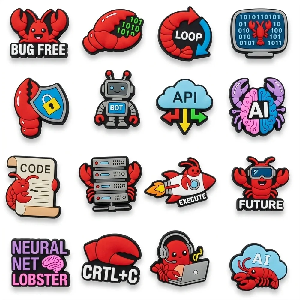 16pcs Lobster Bug Free Code Shoe Charms For Slides Clogs Sandals,PVC Shoe Decorations Accessories Buckle For Christmas Birthday