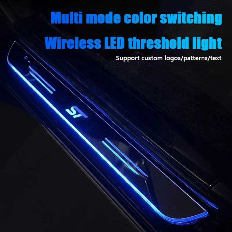 For Ford Focus ST Line Acrylic USB Power Moving LED Welcome Pedal Car Scuff Plate Pedal Door Sill Pathway Light Auto Accessories