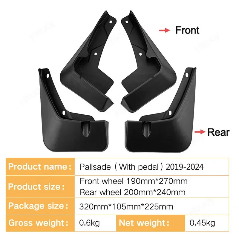 For Hyundai Palisade 2023 2020 2019 Rear Wheel Mud Flaps Car Accessories Splash Guards Fenders 2023 Hyundai Palisade Mud Guards