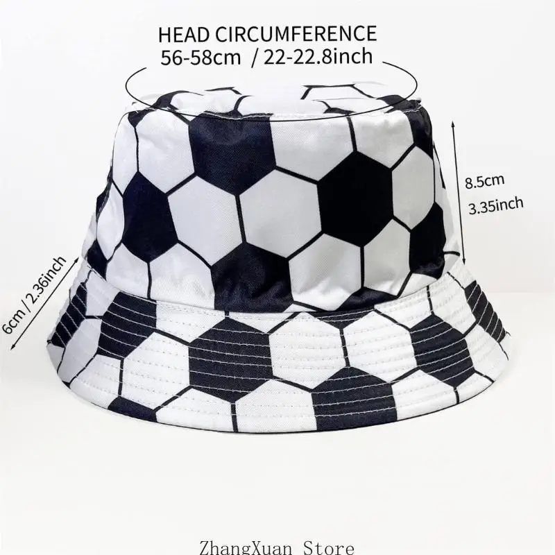 Packbarer Eimerhut mit Fußballmotiv, umwandelbarer Polyester-Fischerhut für Erwachsene, Teenager, Laufen und Fußballsport, 3 x – Detail 6