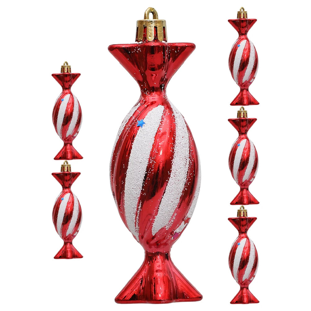 

6pcs Candy Pendant Ornaments Christmas Tree Hanging Decorations Festive Party Xmas Decoration Desktop Reusable Colorful Shape