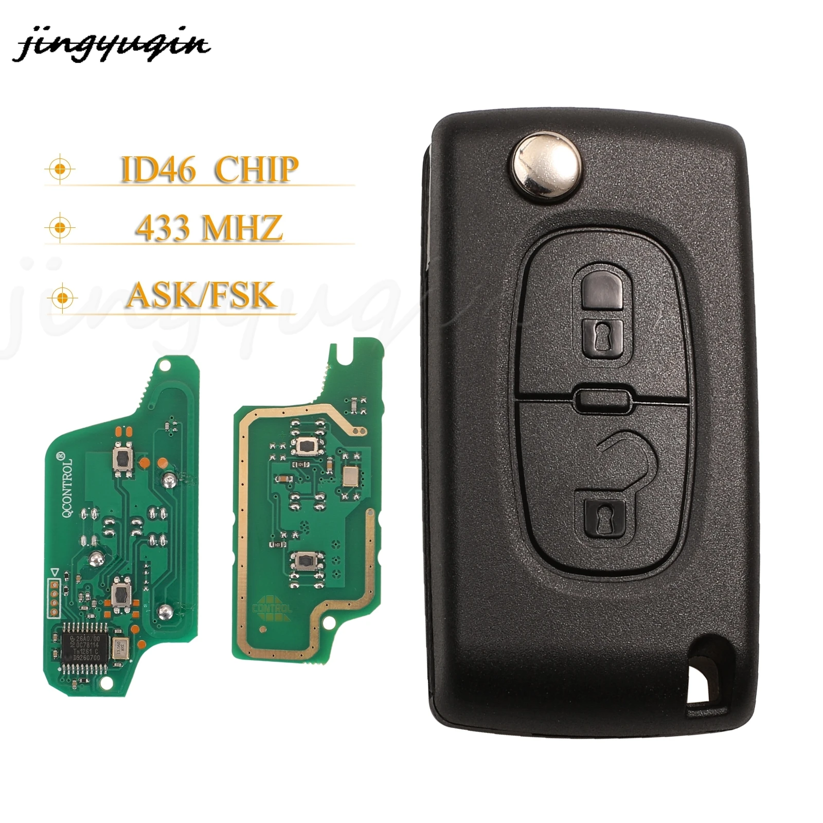 

jingyuqin 10pcs 2 Buttons Remote Car Key ASK/FSK 434Mhz For Citroen C4 C5 C6 C8 Xsara Picasso For Peugeot 107 207 307 307S 308