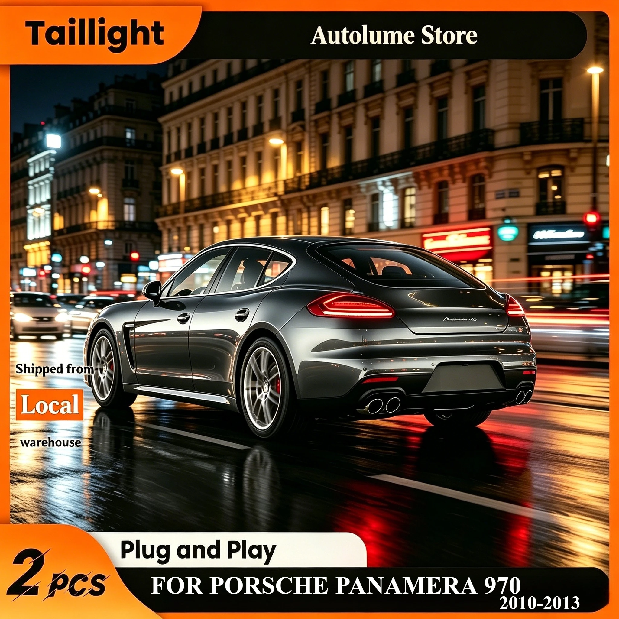 1 Paar Voll-LED-Sequentielle Rückleuchten-Baugruppe für Porsche Panamera 970 2010-2013, Rückleuchte mit LED-Tagfahrlicht & Bremslicht, Dynamischer Laufblinker, IP65 Wasserdicht, Anti-Fade-Linse,