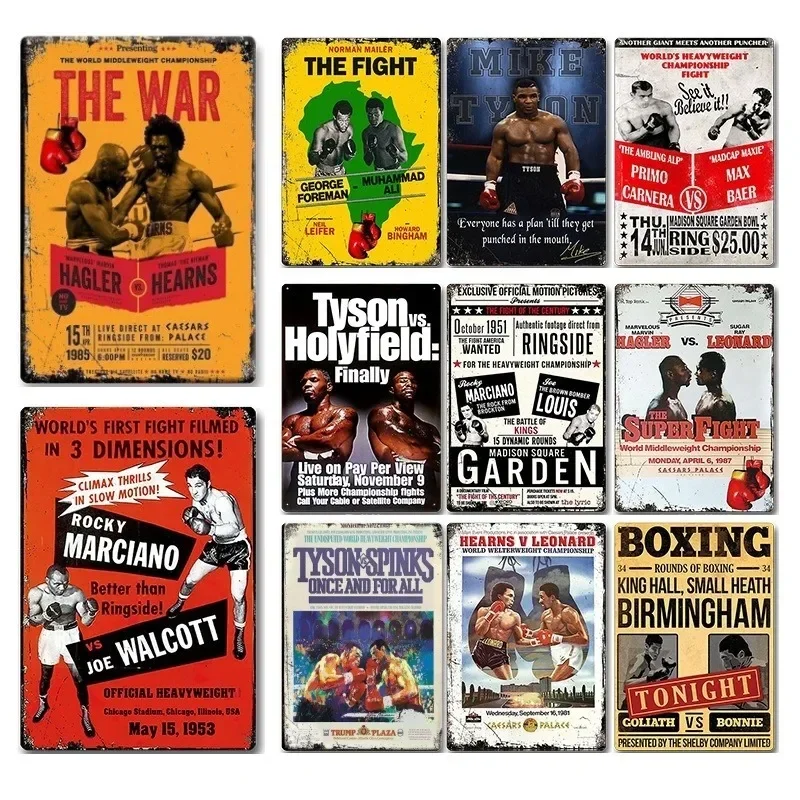Metal Tin Sign Poster Boxing Tin Sign Metal Plaque Poster for Bar Club Wall Decor Retro Home Bedroom Vintage Wall Plate Pendant