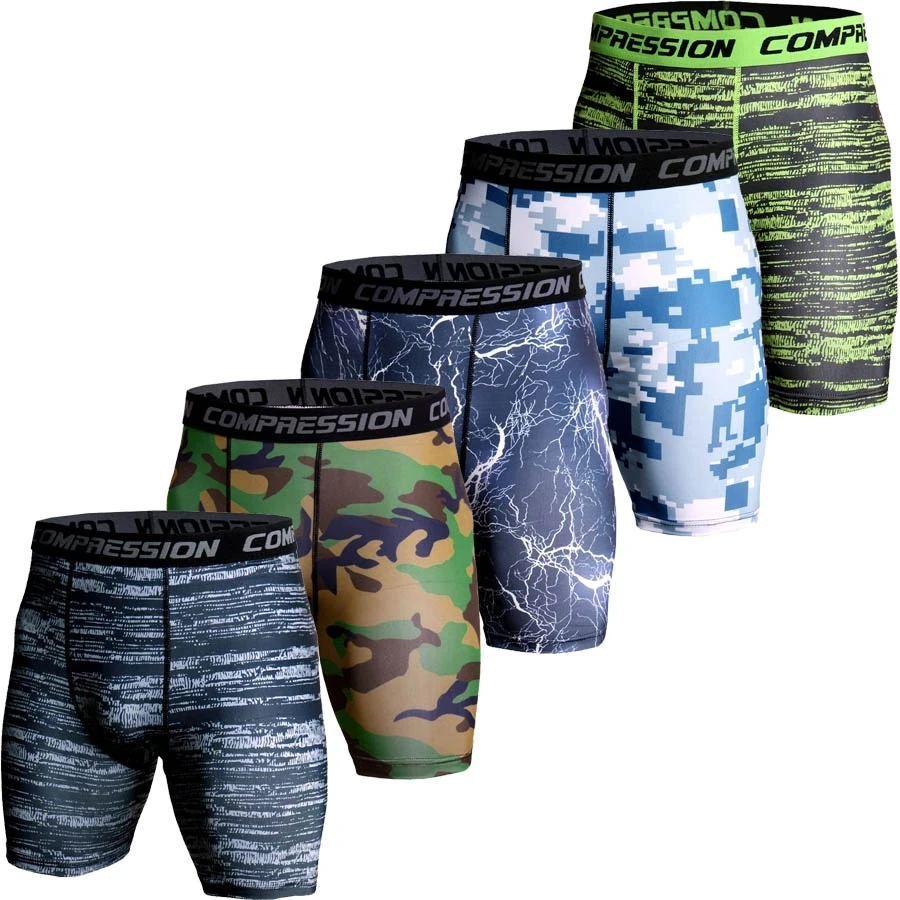 Compression Shorts Men 3D Print Camouflage Bodybuilding Tights Short Men Gyms Shorts Male Muscle Sport Elastic Running Shorts