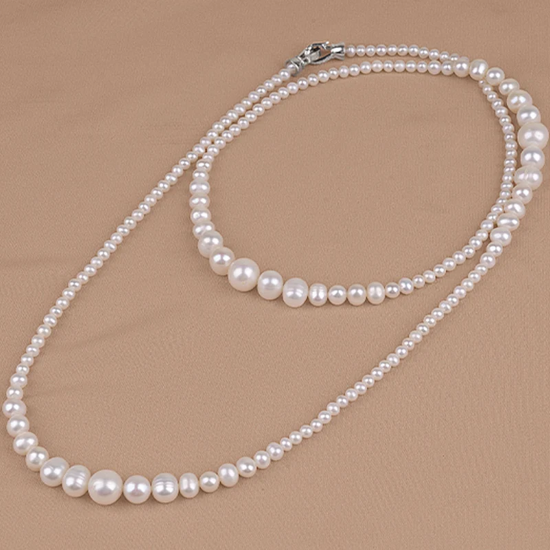 

3A New Hot Real White Freshwater Cultured Pearl Necklaces for Women Girl Gift S925 Sterling Silver Women's Round Pearl Necklace