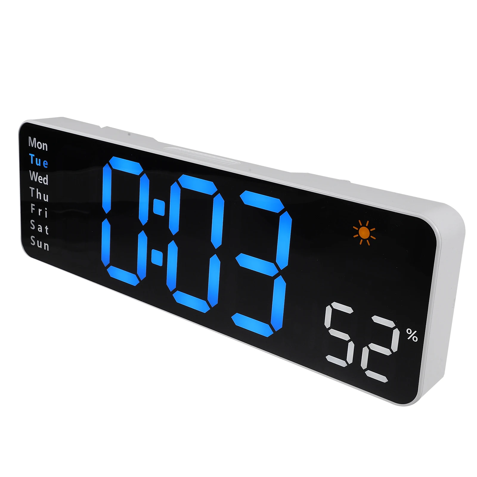 

LED Digital Wall Clock Large Display Alarm Desktop Temperature Blue Led Red Clock Bedroom Living Room Decor Remote Weather