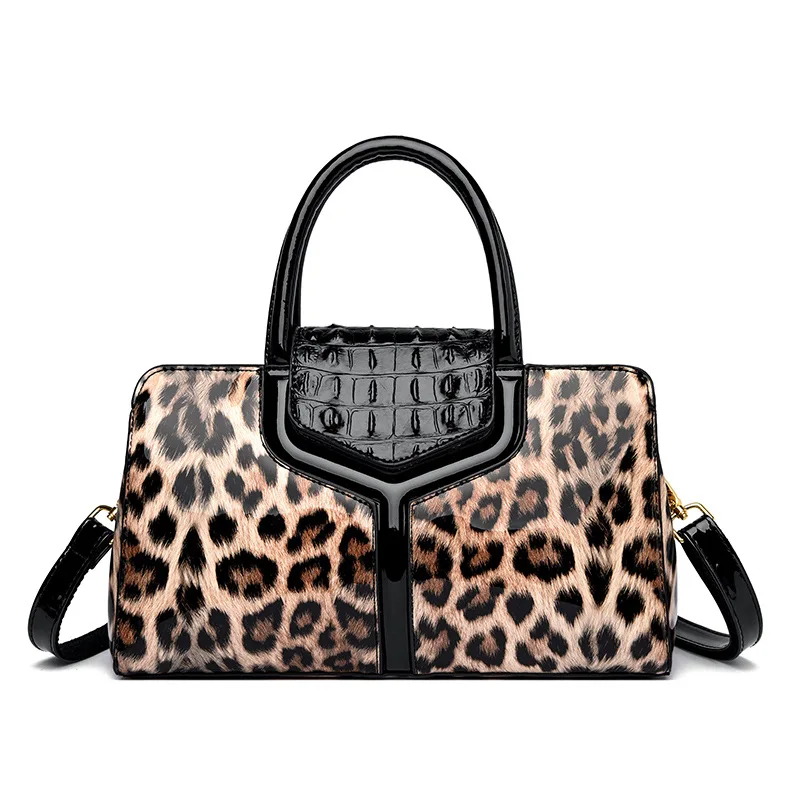 Borse da donna leopardate di nuova moda borse a tracolla da donna in pelle verniciata di Design europeo borsa a tracolla di lusso di marca per