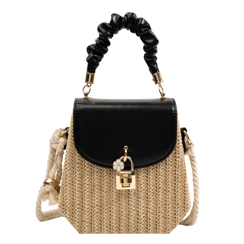 Fashion Rattan Shoulder Bags Women\'s Designer Handbags Luxury Wicker Woven Crossbody Bag Summer Beach Straw Bag Lady Small Totes