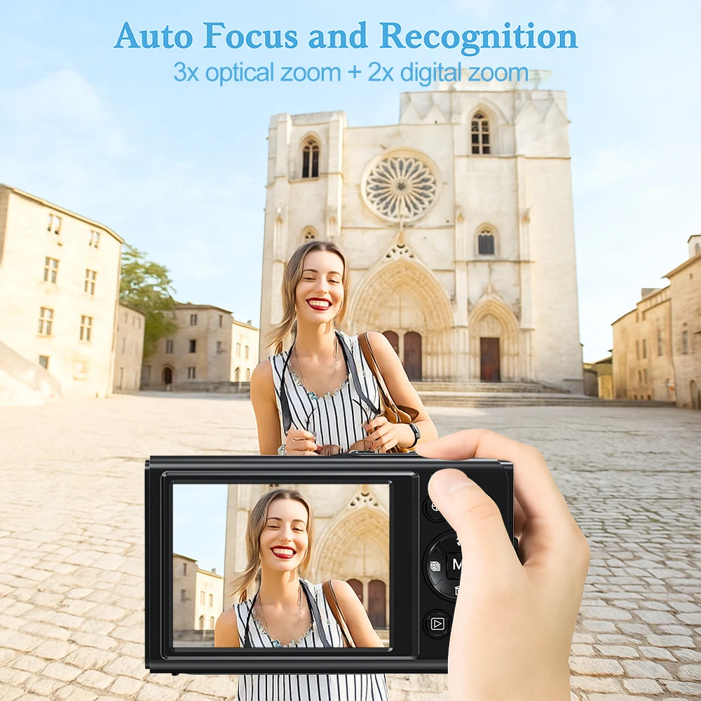 كاميرا رقمية 3X زووم بصري وتكبير رقمي 2X 4K Full HD Vlog مسجل فيديو يوتيوب 2.8 بوصة شاشة LCD كاميرا ويب WiFi #2