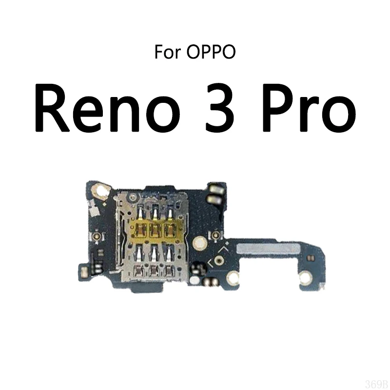 SIM Card Reader Socket Tray Slot Microphone Module Board Signal Antenna Connect Flex Cable For OPPO Reno 3 Pro 4 5 7