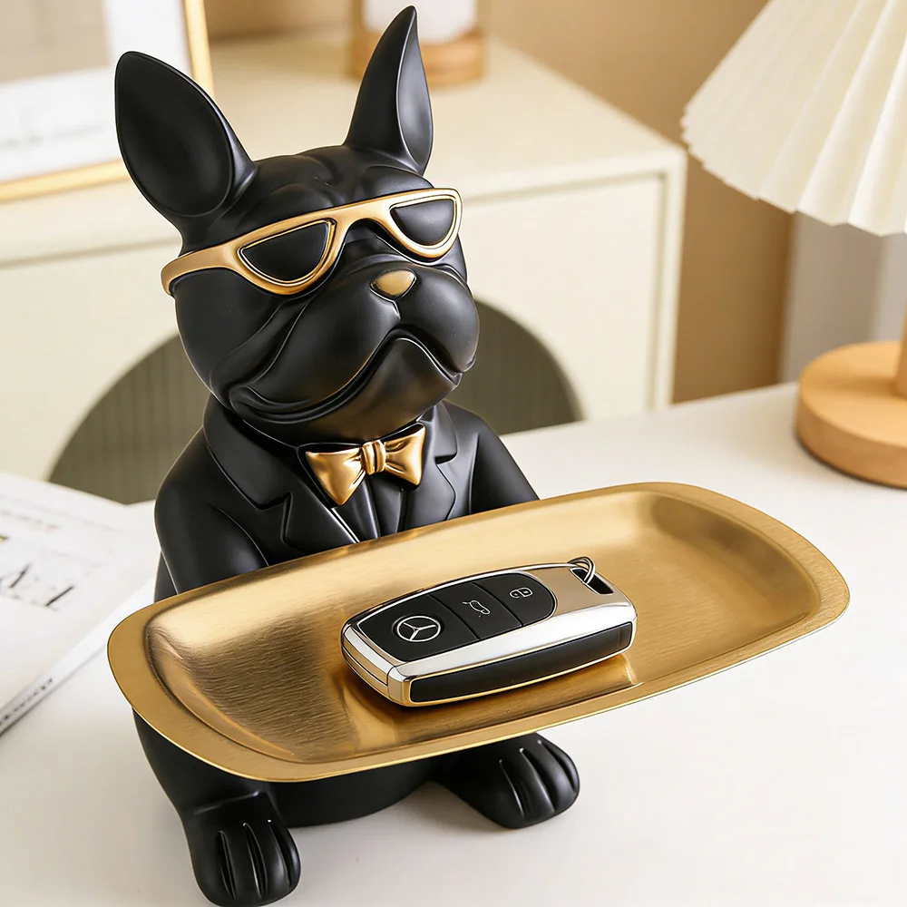 Image of Kreative Bulldoggen-Statue als Deko-Ornament für Wohnzimmer und Schlafzimmer, Vielseitige Aufbewahrung, Heimdekoration, Jubiläumsgeschenk