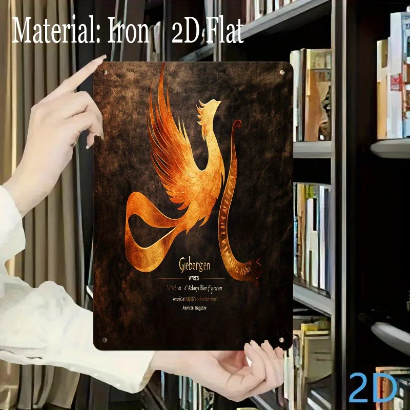 Phoenix Pattern Metal Iron Sign,  with Elegant Phoenix Image and Vintage Style Design, Full of Mystery and Artistry. Suitable fo