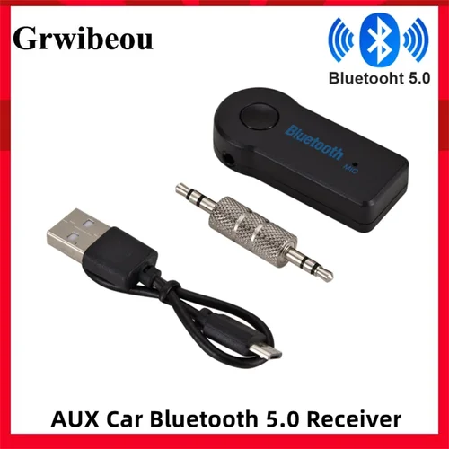 Receptor Bluetooth 5,0 para coche, 3,5mm, 3,5 AUX Jack, música estéreo, Audio, Kit para coche, transmisor, altavoz, amplificador, adaptador inalámbrico con micrófono