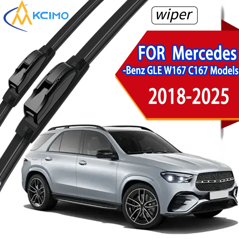 

Car Front Wiper Blades For Mercedes-Benz GLE W167 C167 Models 2018-2025, Anti-Aging Rubber Wipers Long Lasting Rubber Wipers