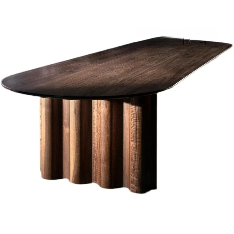 Black walnut villa large apartment high-end large dining table Chinese retro simple style