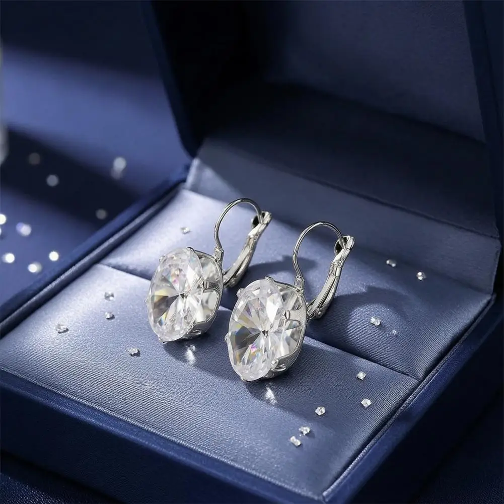 Stylish Ear Accessories for Ladies 1 Pair Cubic Zirconia Drop Earrings Sparkly Rhinestone Hoop Jewelry for Women’s for Women