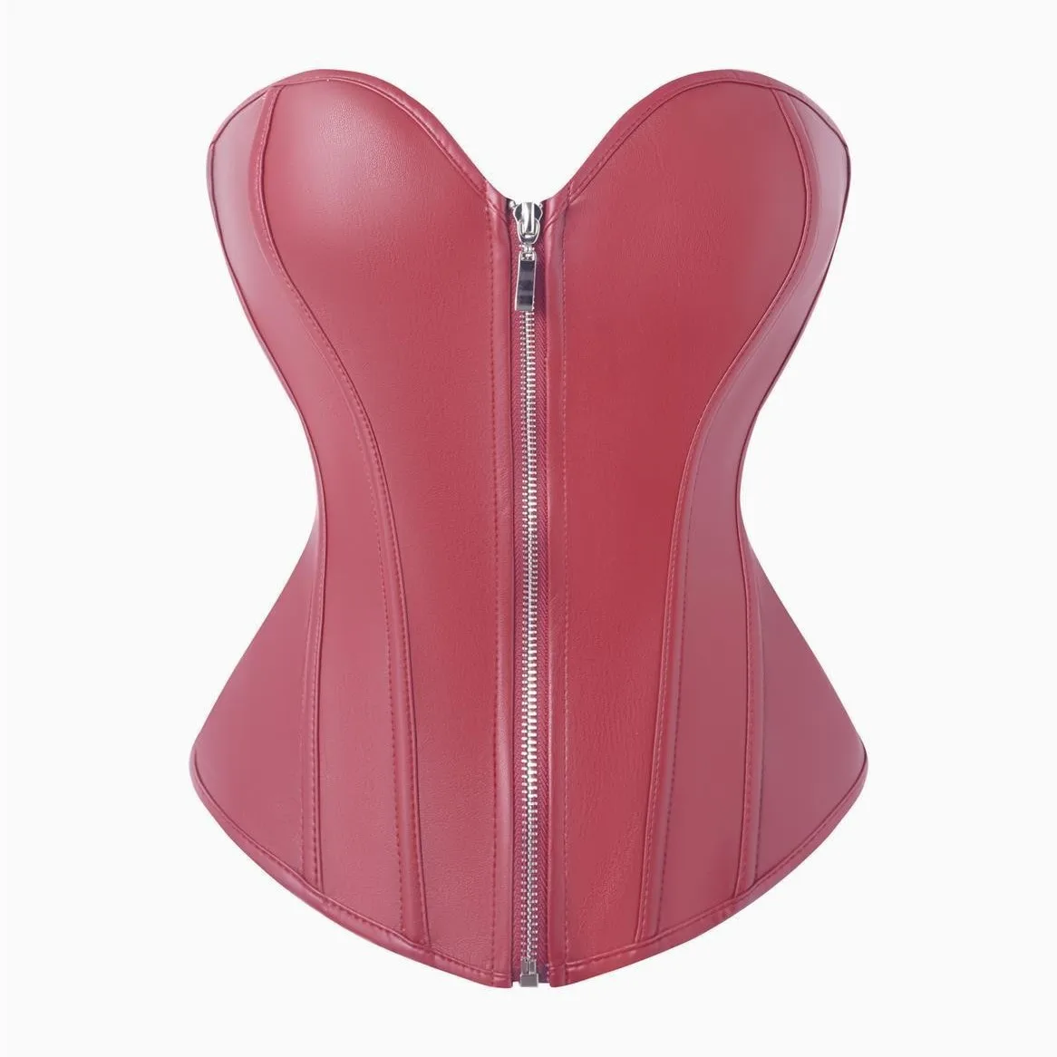 مشد تنحيف مثير بسحاب من جلد البولي يوريثان من كورت بانك للنساء على شكل علوي