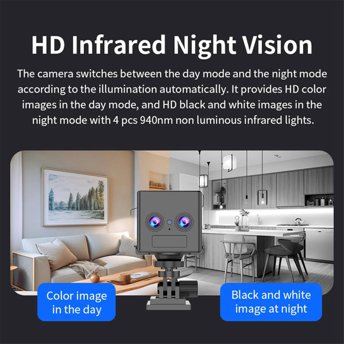 Efficiente mini telecamera a doppio obiettivo 4G HD 3000mAh PIR per visione notturna