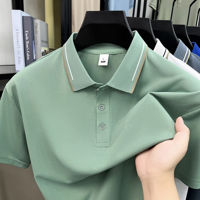 

High end men's best-selling brand summer classic simple solid color breathable polo shirt comfortable business casual men's top