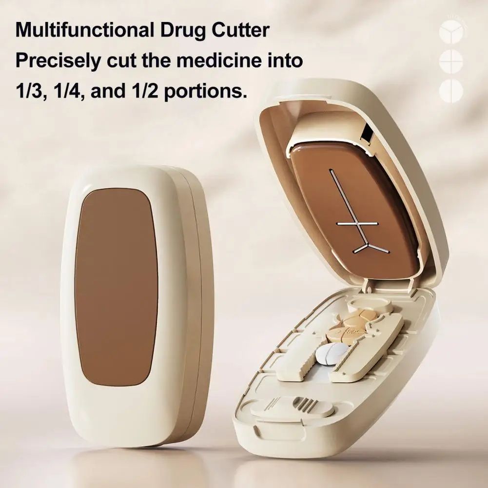 Portable Pill Cutter Adjustable Tablet Cutter 1/2 1/3 1/4 Pill Splitter Accurate Centering Alignment for Round Oval Pills Multi-